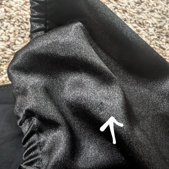 Majorelle Black Satin Cropped Puff Sleeve Top - Picture 9 of 11